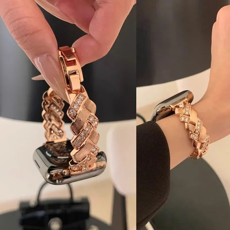 Nice Bling Ear of Wheat Bracelet Link for Apple Watch Band Series S11/10/8/7/6/3/4/5/9 40mm 41mm 38mm 42mm 44mm 45mm 46mm Strap