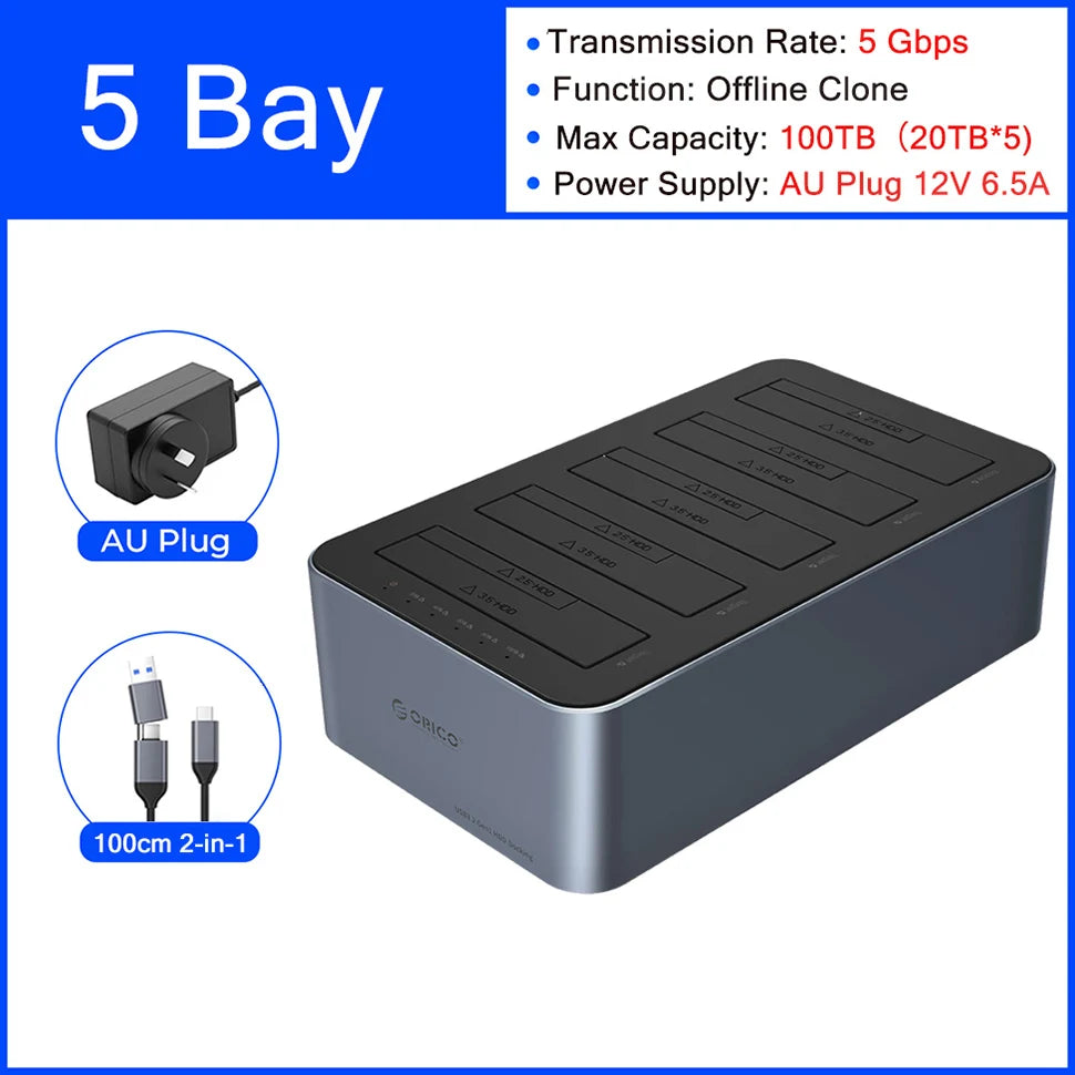 ORICO Hard Drive Docking Station Offline Clone SATA HDD Enclosure for 2.5/3.5 inch SATA SSD/HDD Dock USB C 3.2 Gen 1 Duplicator