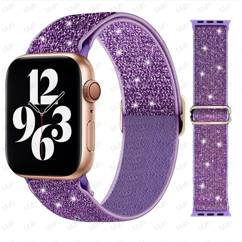 Scrunchie Strap for Apple watch Ultra 49mm band 45mm 44/46mm 41mm Adjustable Nylon Loop bracelet iWatch serie se 6 7 8 9 10 11