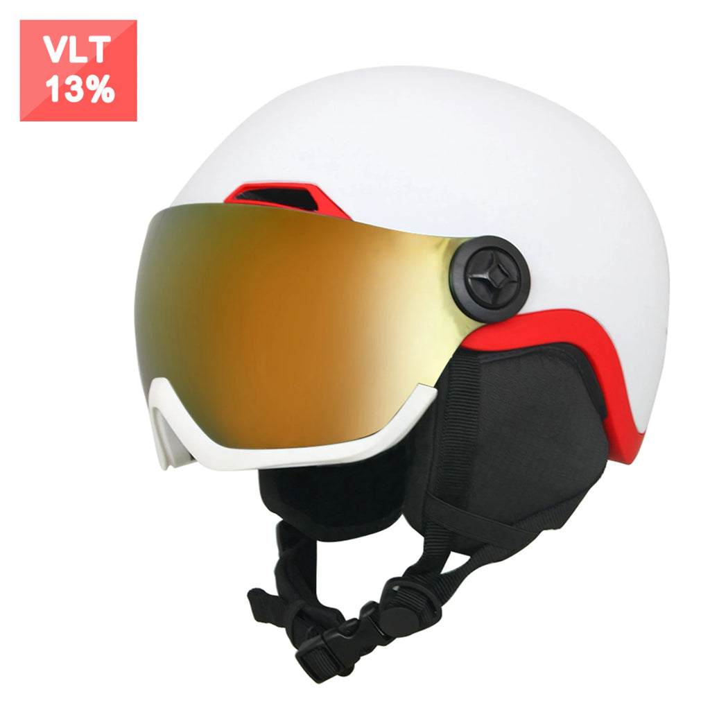 EnzoDate Ski Snow Helmet with Integrated Goggles Shield 2 in 1 Snowboard Helmet and Detachable Mask,Extra-cost Night Vision Lens