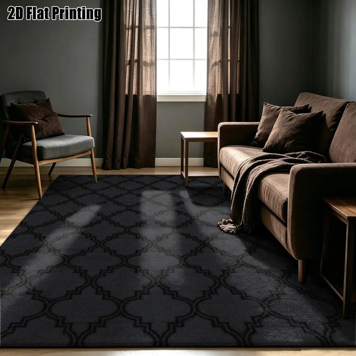 Black and Gray Geometric Area Rug – Six Sizes