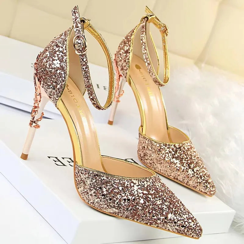 BIGTREE Shoes Heels 2026 New Woman Pumps Sequins High Heels Women Shoes Fashion Ladies Shoes Gold Sliver Stiletto Heels Sandals