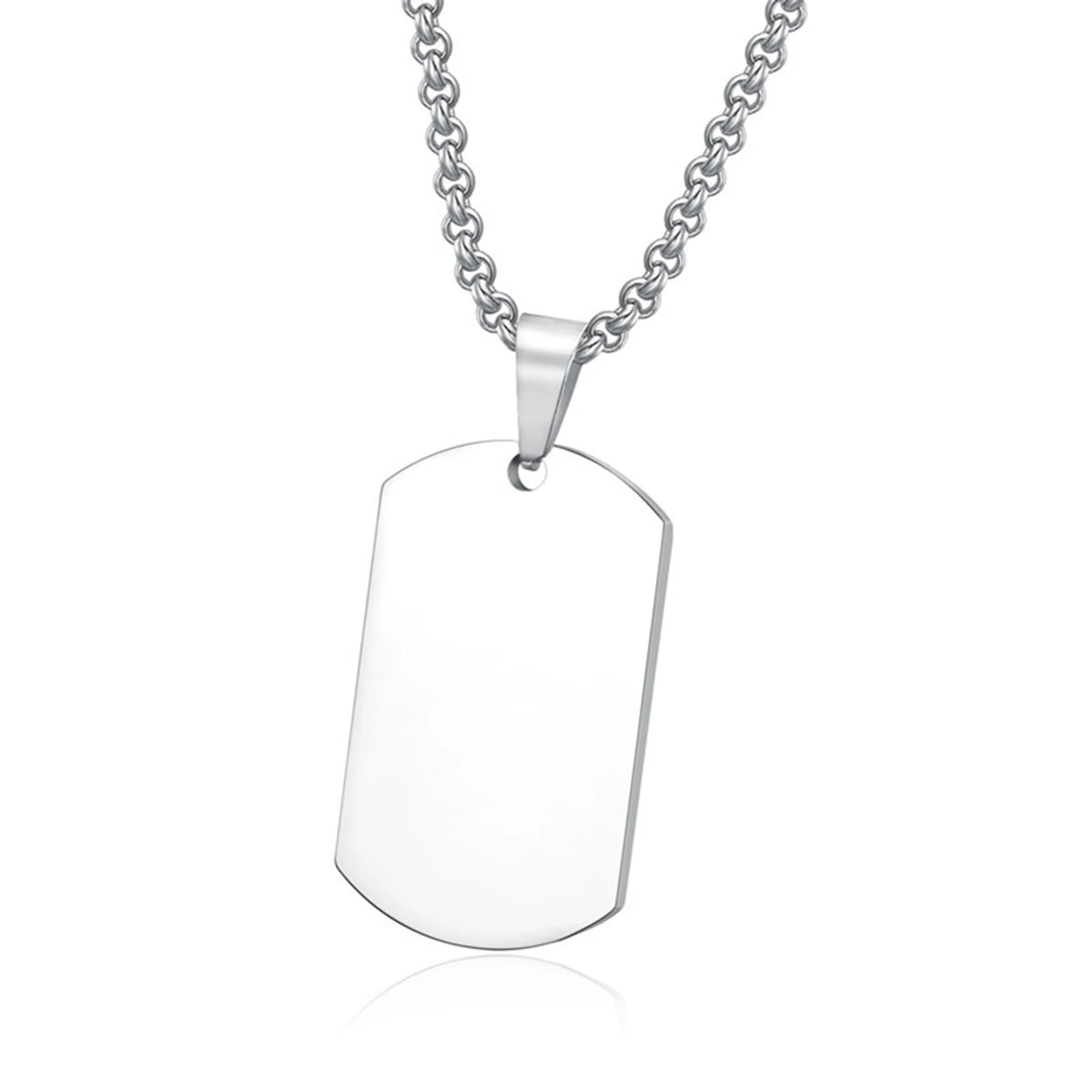 1PC 316L Stainless Steel Pendant Necklace Silver Gold Black Color Blank Dog Tag Plate Army Biker Chain Necklace Man Woman 3 Size