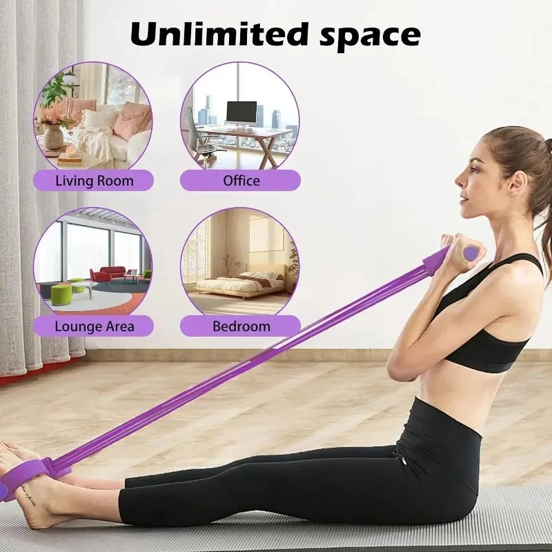 Multifunction Tension Rope, 6-Tube Elastic Yoga Pedal Puller Resistance Band, Natural Latex Tension Rope Fitness Equipment