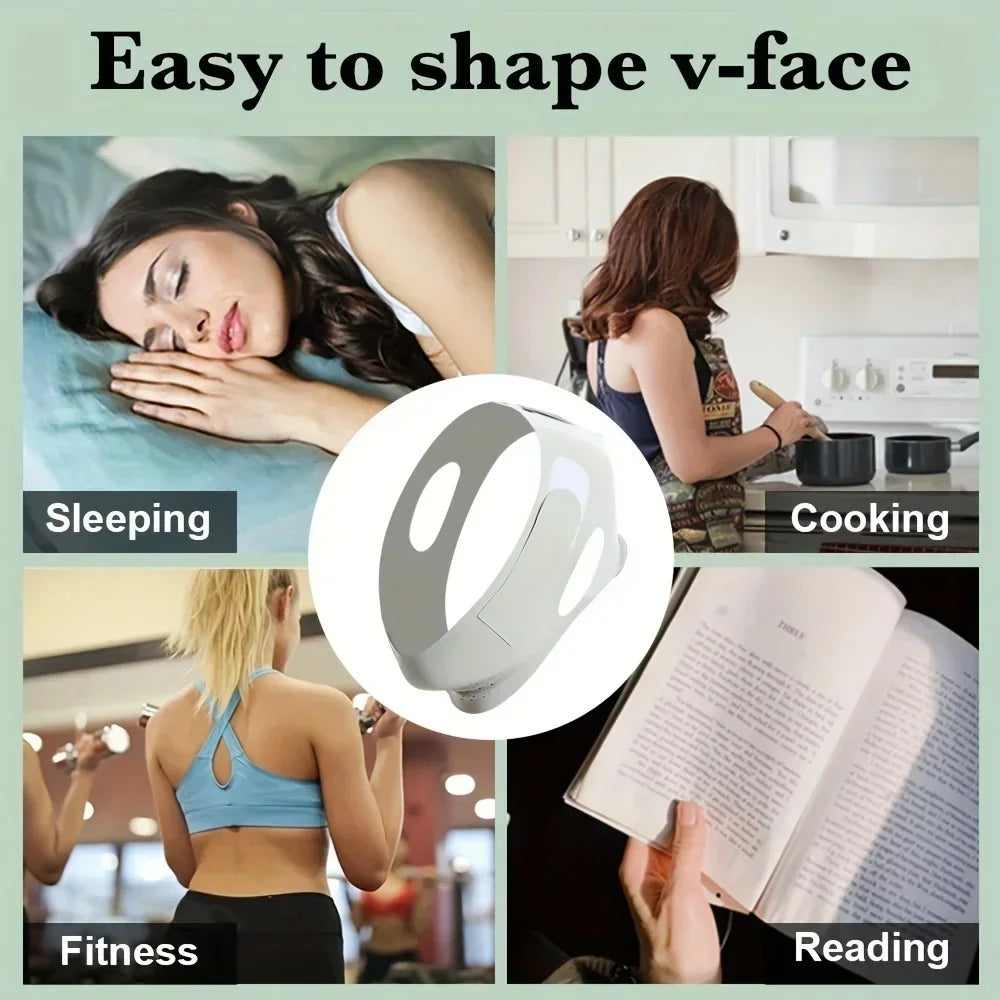 Adjustable V-Shape Face Lift Band Breathable Reusable Facial Slimming Strap Double Chin Reducer for Men Women Daily Skin Care