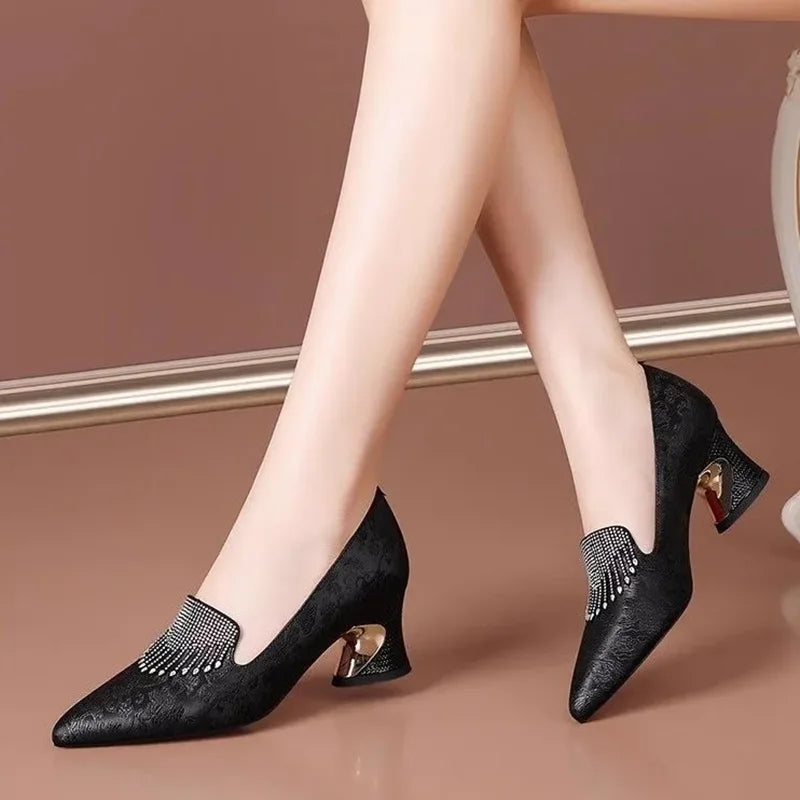 Cresfimix Sexy Party & Night Clue Round Heel Pumps for Female Women Elegant Beige Comfort Summer Slip on High Heel Shoes A6672