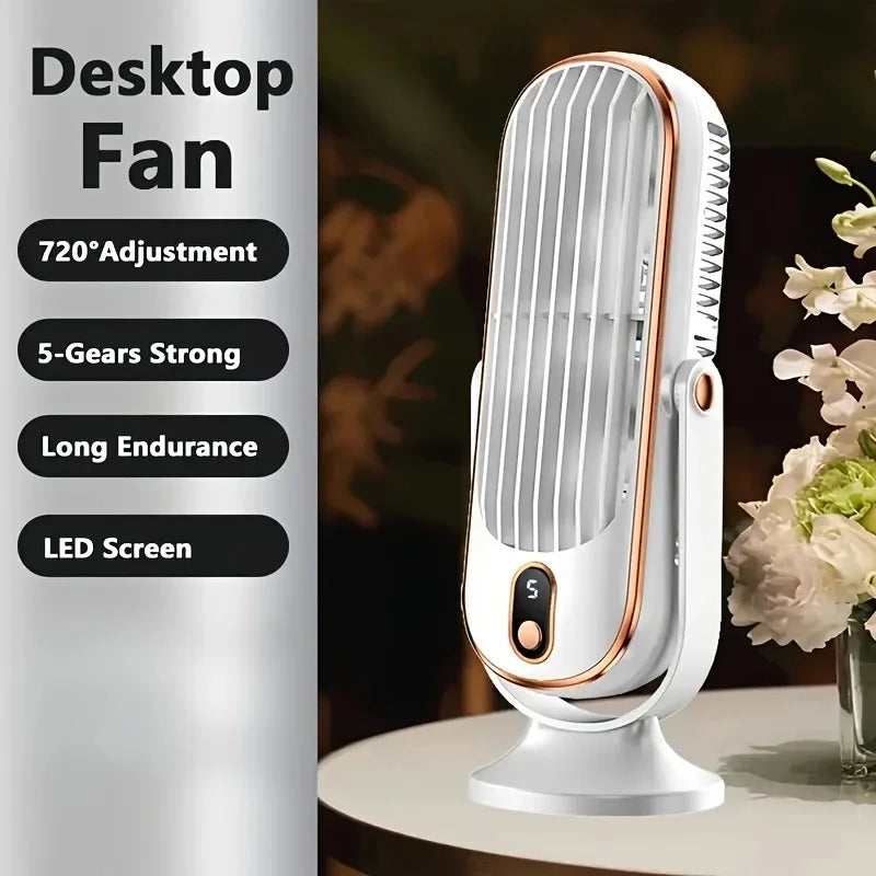 1 Portable Air Conditioning Fan, Large Battery Dual Motor Household Small Air Cooler, 5-speed 720 ° Surround Air Cooling Fan
