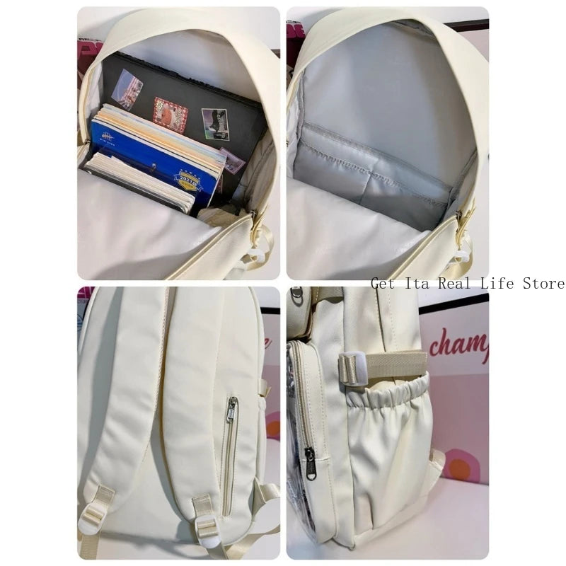 Italife Big Anime Pink Ita Backpack with Insert Plate Women Large Kawaii Yellow Itabag Dual Clear Pockets for Pin Display H260