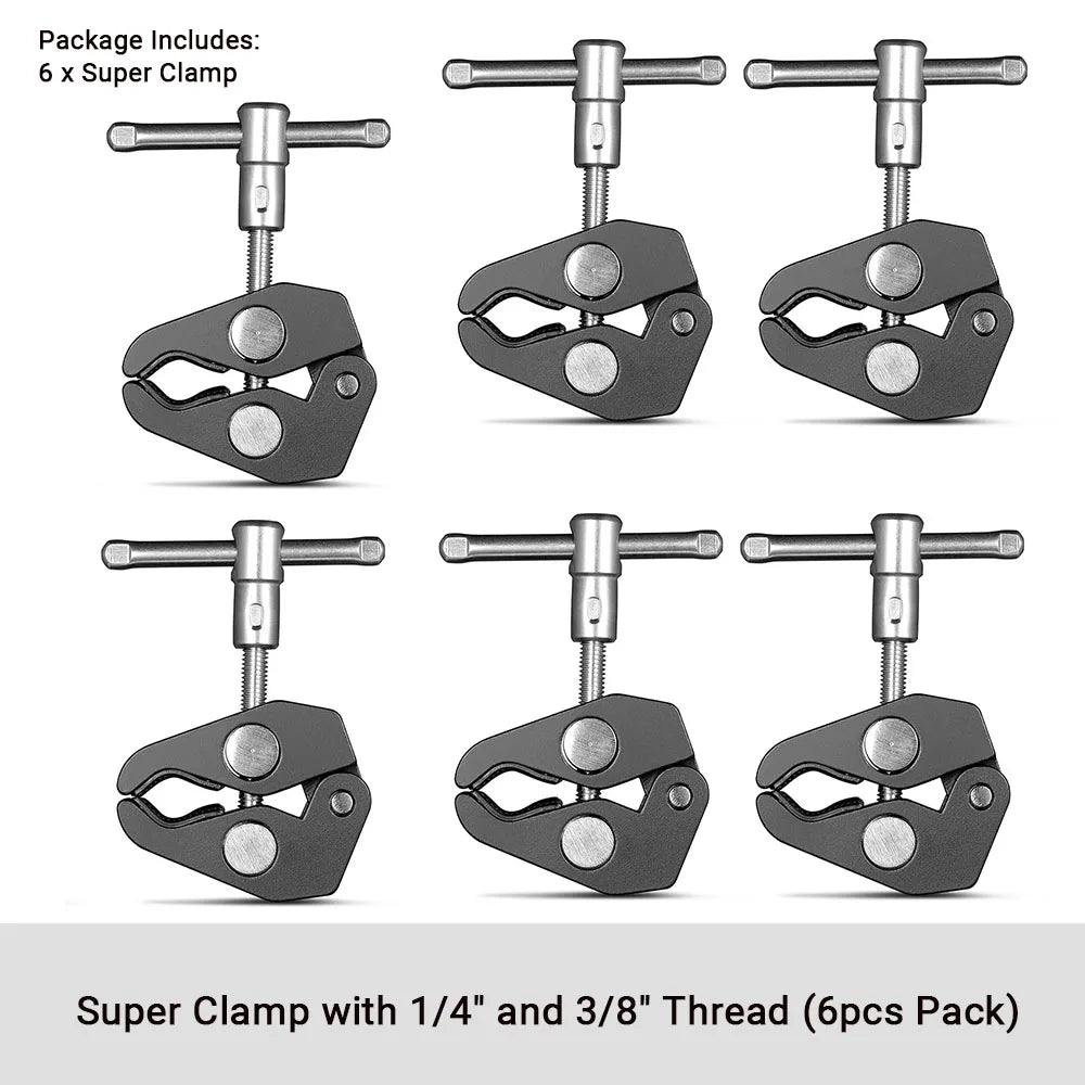 SmallRig Super Clamp with 1/4 and 3/8 Thread 2pcs Pack For 15mm-44mm Rods Cameras Lights Umbrellas Hhooks Shelves Camera Clamp