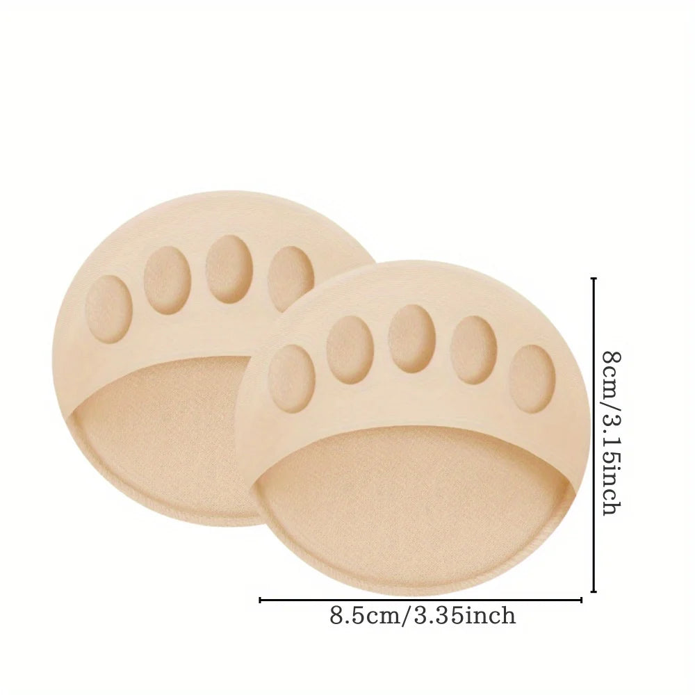2pc Forefoot Invisible Comfort Socks With Anti-Slip Metatarsal Support And Toe Separator For Women'S Shoes.