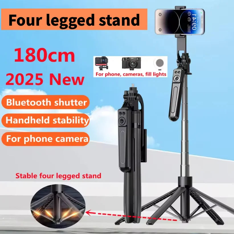 1.8m Selfie Stick Extendable Wireless Bluetooth Remote Portable Smartphone Tripod Stand Mount For iOS Android Phone