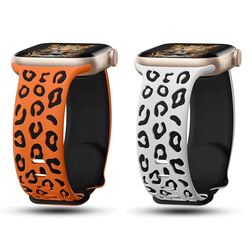 For Apple Watch Bands 40mm 44mm 42mm 45mm 41mm 49mm 46mm Engraved Silicone Bracelets Correa Series 8 9 SE ultra 2 3 10 11 Strap