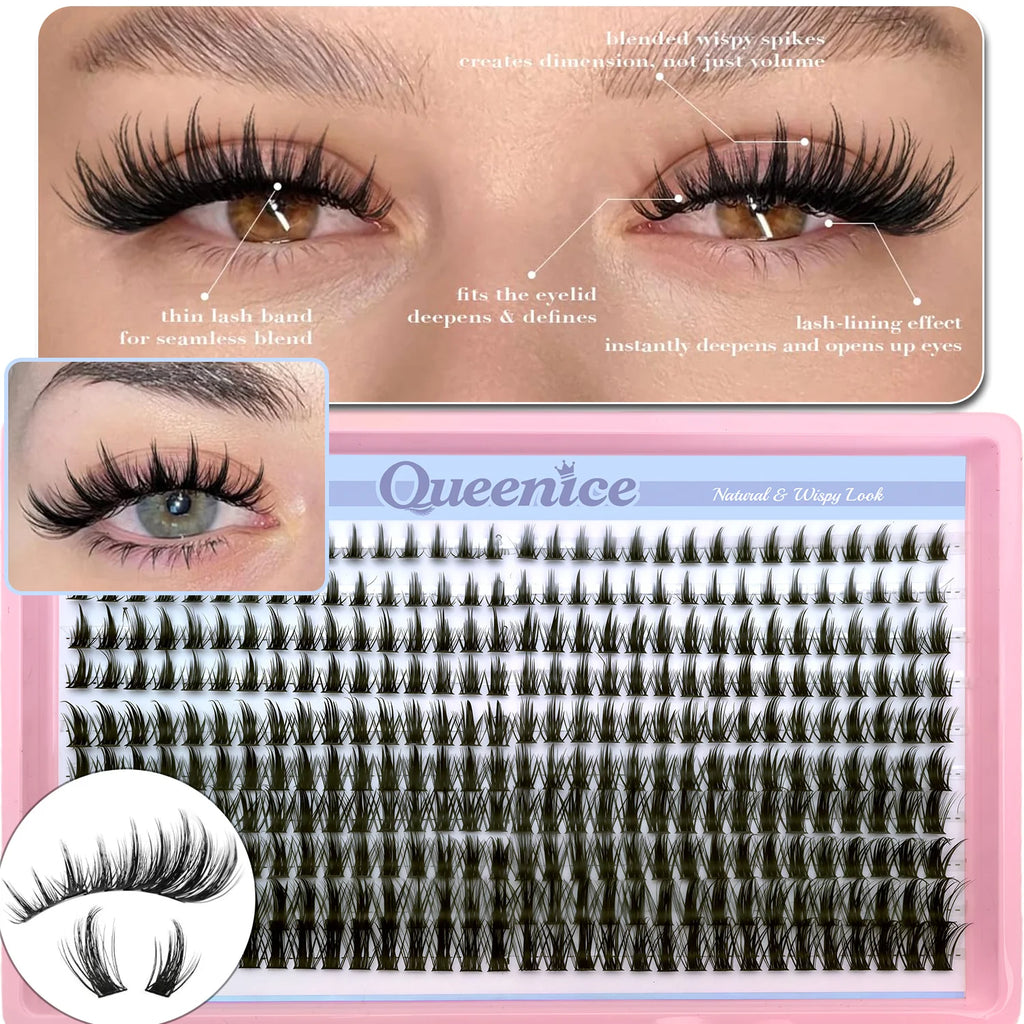 Manga Lash Wispy Anime Lash Extensions 8-16Mm Cluster Eyelash Extensions, D-Curly Individual Lashes, Reusable, Beginner-Friendly