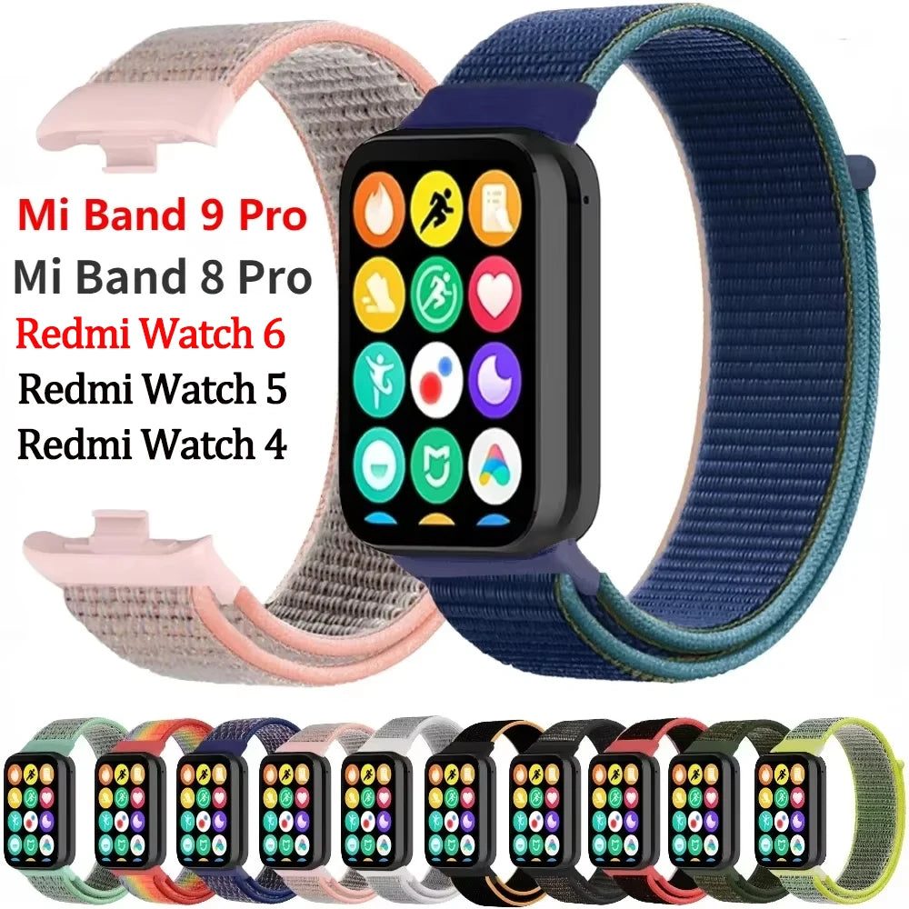 Nylon Strap for Xiaomi Mi Band 9/8 Pro Breathable Replaceable Bracelet Wristband Correa Redmi Watch 4/5/6 Watchband Accessories