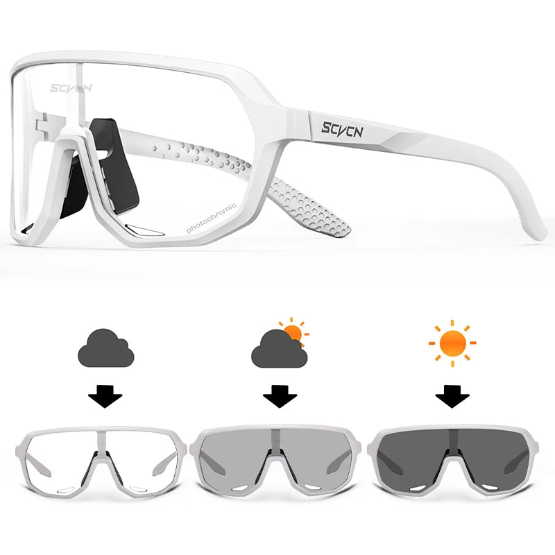 SCVCN Cycling Glasses UV400 Photochromic Sunglasses Men Sun Mountain Bike Road Bicycle Eyewear Sports Running MTB Cycle Gogg