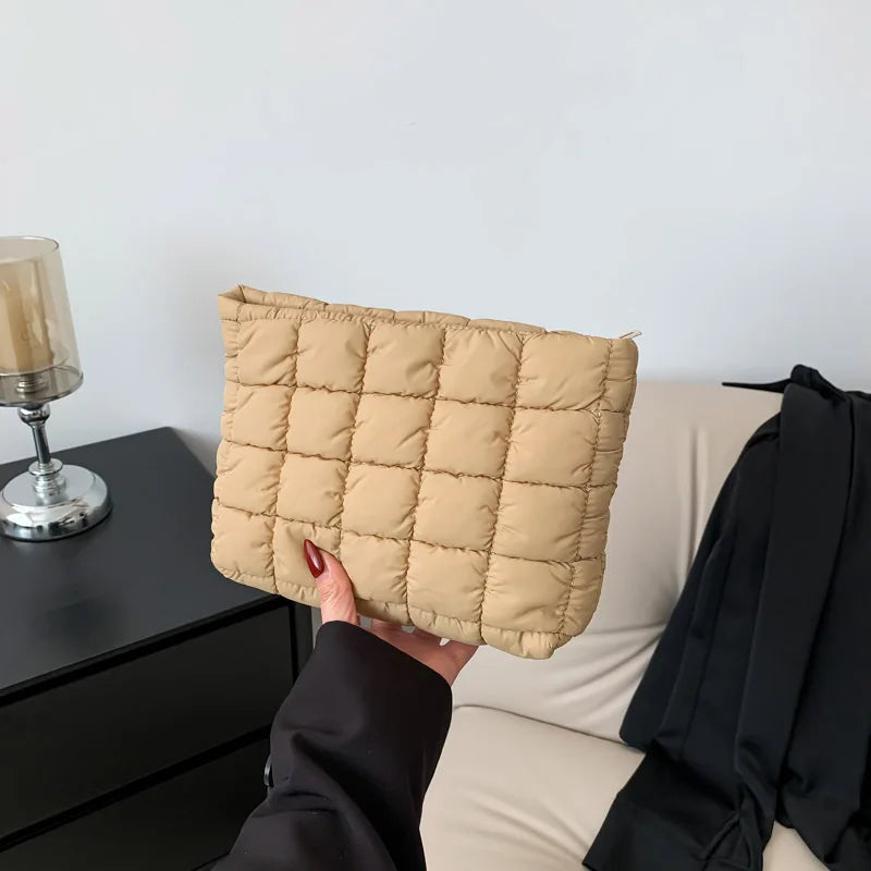 Wholesale Women Cosmetic Quilted Bag Square Makeup Storage Clutch Bags Simple Girl Lipstick Toiletry Organizer Small Handbag