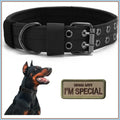 Military Dog Collar, Adjustable Nylon with Metal Buckle, Soft Padded, for Medium Large Dogs, Black M