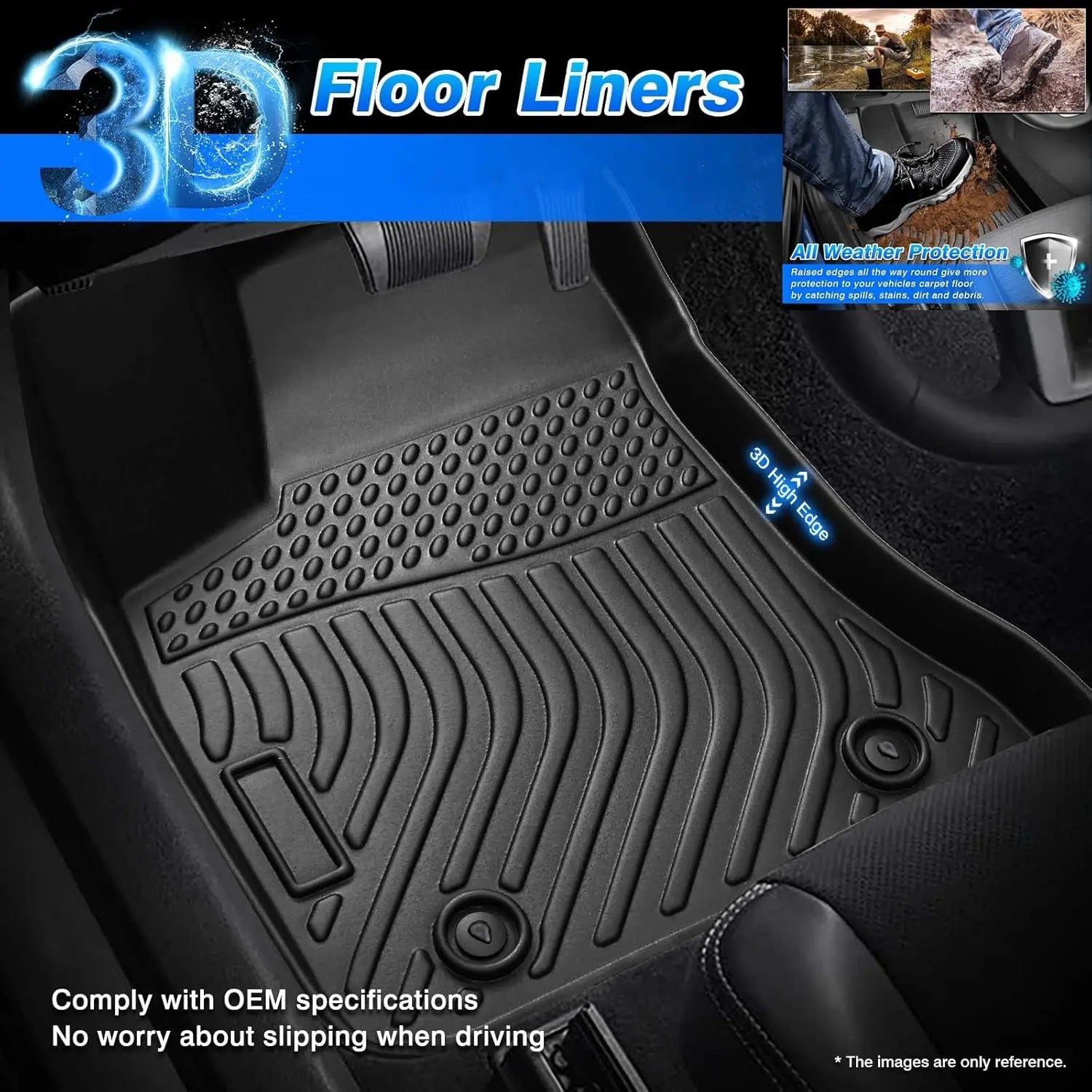 All Weather Floor Mats for Nissan Altima 2019-2026 Heavy Duty TPE Car Floor Liners with Anti-Slip Design