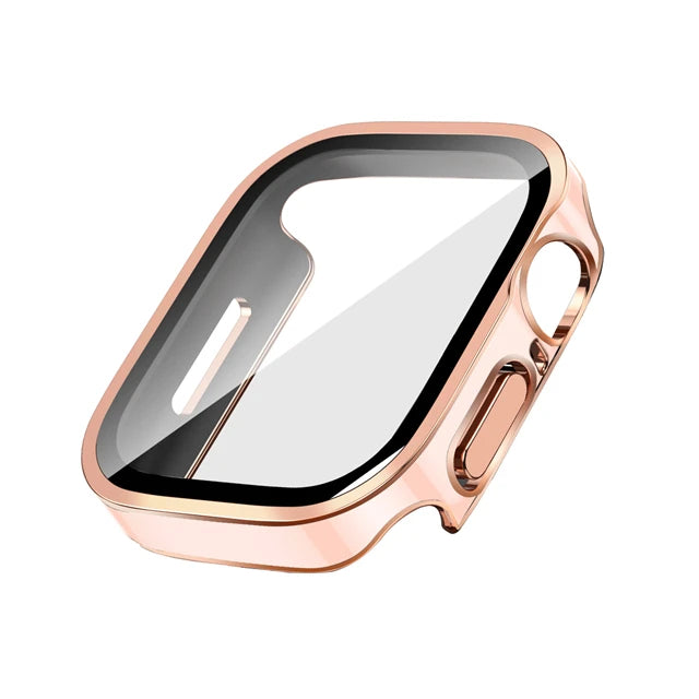 Glass+Case For Apple Watch 7 8 45mm 41mm 49mm 44mm 40mm straight edge Screen Protector Cover Case iWatch 5 SE 6 7 8 9 Ultra 49mm