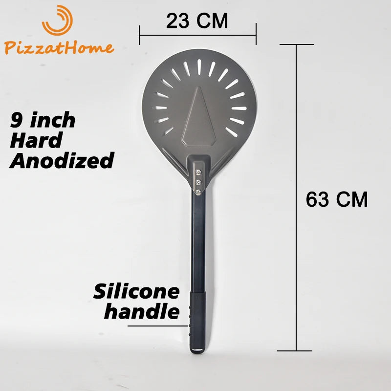 PizzAtHome Long Handle 7/ 8/ 9 Inch Perforated Pizza Turning Peel Pizza Shovel Aluminum Pizza Peel Paddle Small Pizza Tool