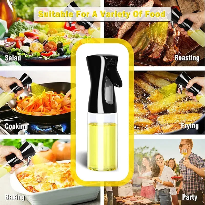 200/300/500m LOil Spray Plastic Household Kitchen Oil Spray Bottle or Oil Brush Nebulizing Mist Filling Cooking Dual Use BBQ