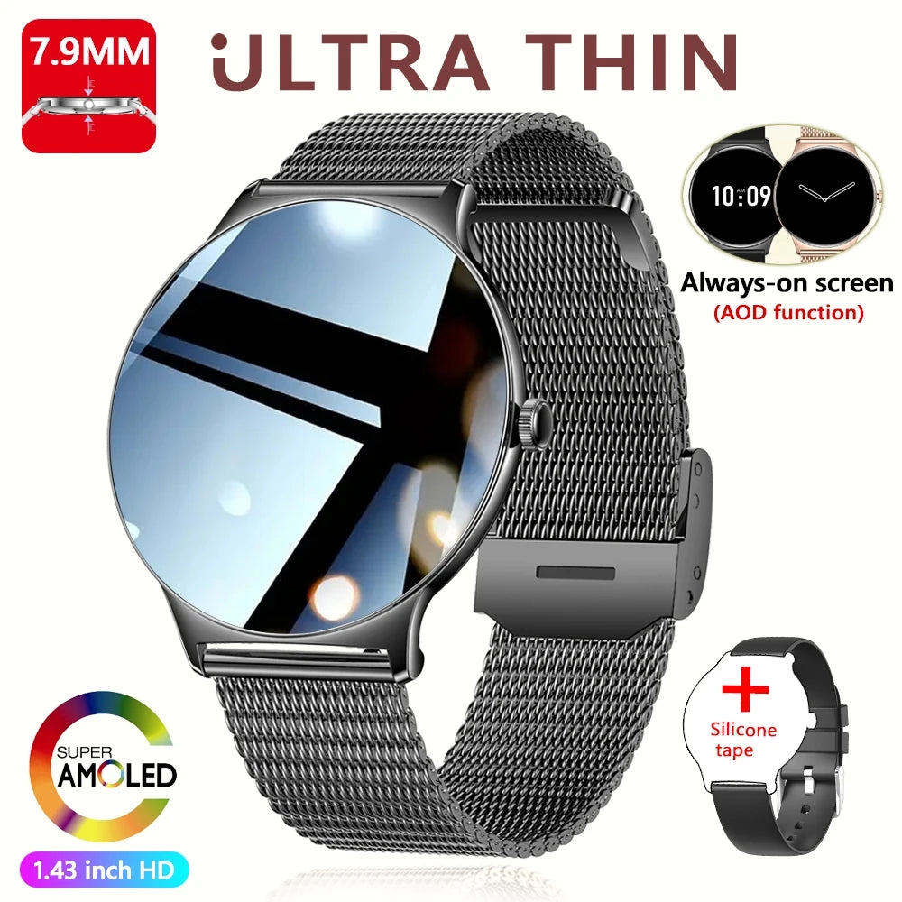 ChiBear Ultra Thin Fashion Smart Watch Women Screen Always Display Time Sports Bracelet Bluetooth Call AMOLED Smartwatch Woman