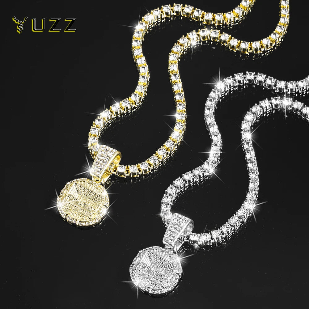 Delicate Shiny Last Supper Pendant Necklace Men's Jewelry Match Iced Out 4mm Tennis Chain Fashion Men Hip Hop Style Women Gift