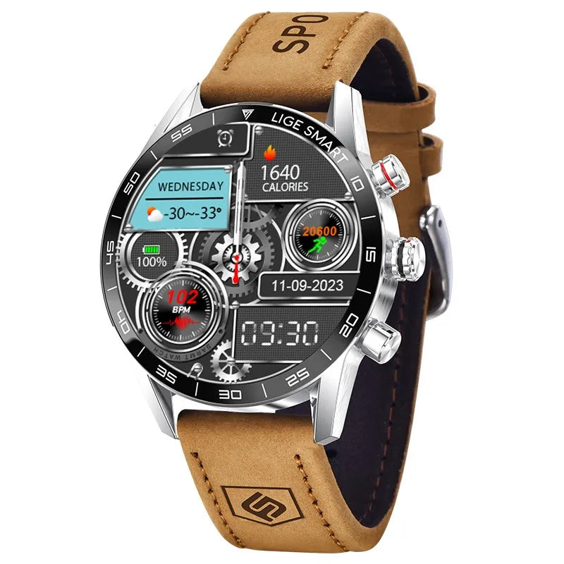 LIGE 2026 New Rugged Military GPS Smart Watch Men AMOLED HD Screen Heart Rate Bluetooth Call Waterproof Outdoor SmartWatch