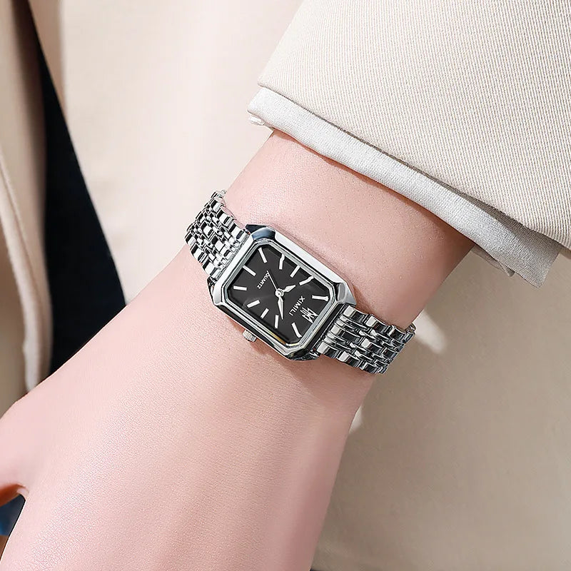Brand Women Stainless Steel Strap Quartz Watch Square Dial Casual Fashion Wristwatch Reloj Mujer Montre Femme Relogio Feminino
