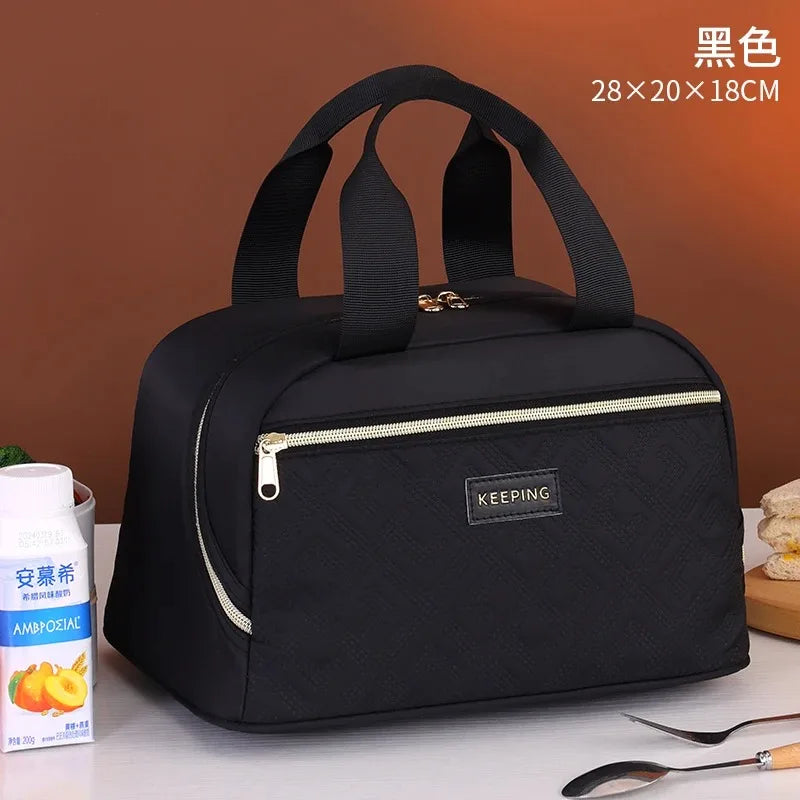 Portable Lunch Bag for OL Women Thermal Insulated Lunch Box Tote Cooler Handbag Waterproof Bento Pouch Office Food Shoulder Bags