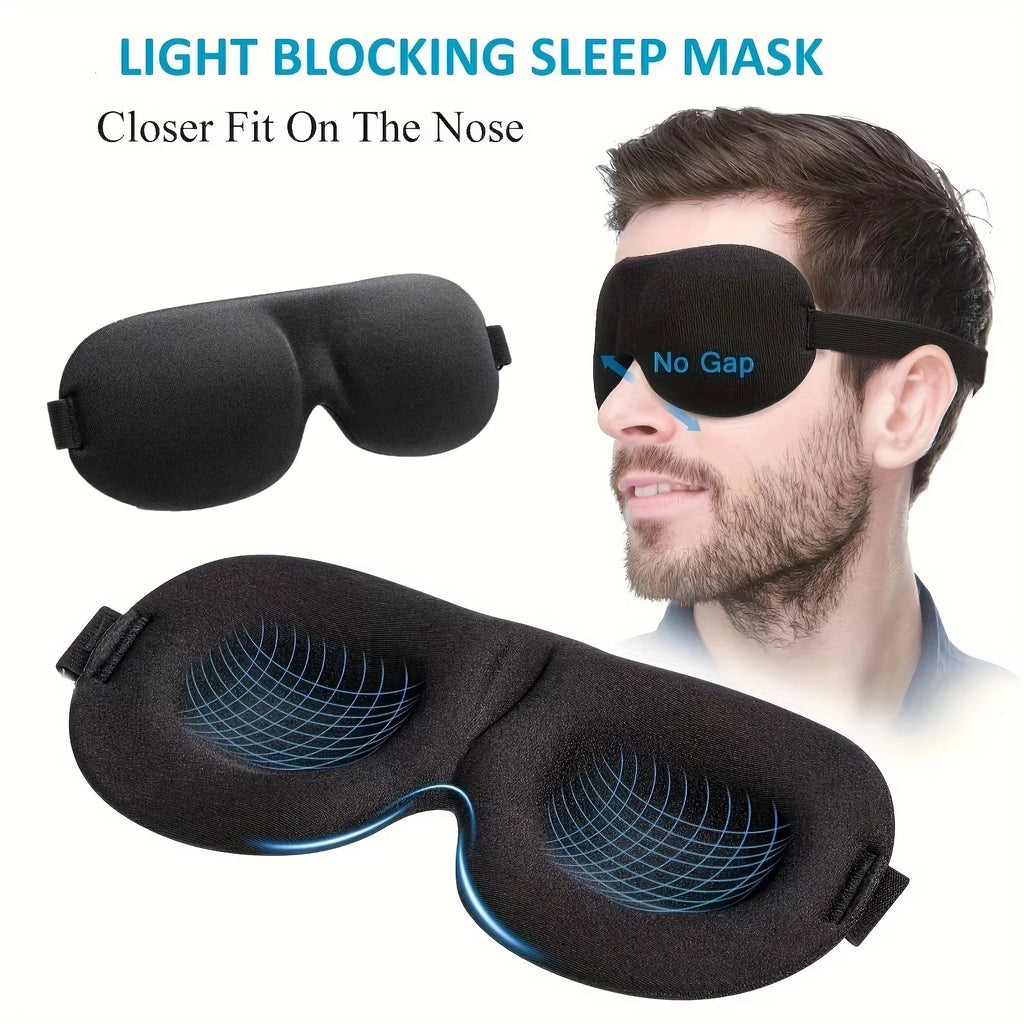 1pc Unisex Sleep Mask, 3D Light Blocking Eye Mask, Comfortable Polyester, Ideal for Supine and Side Sleepers Eyepatch
