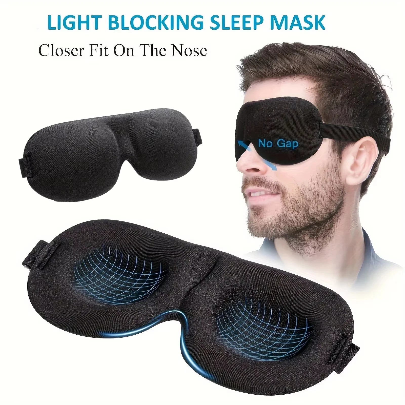 1pc Unisex Sleep Mask, 3D Light Blocking Eye Mask, Comfortable Polyester, Ideal for Supine and Side Sleepers Eyepatch