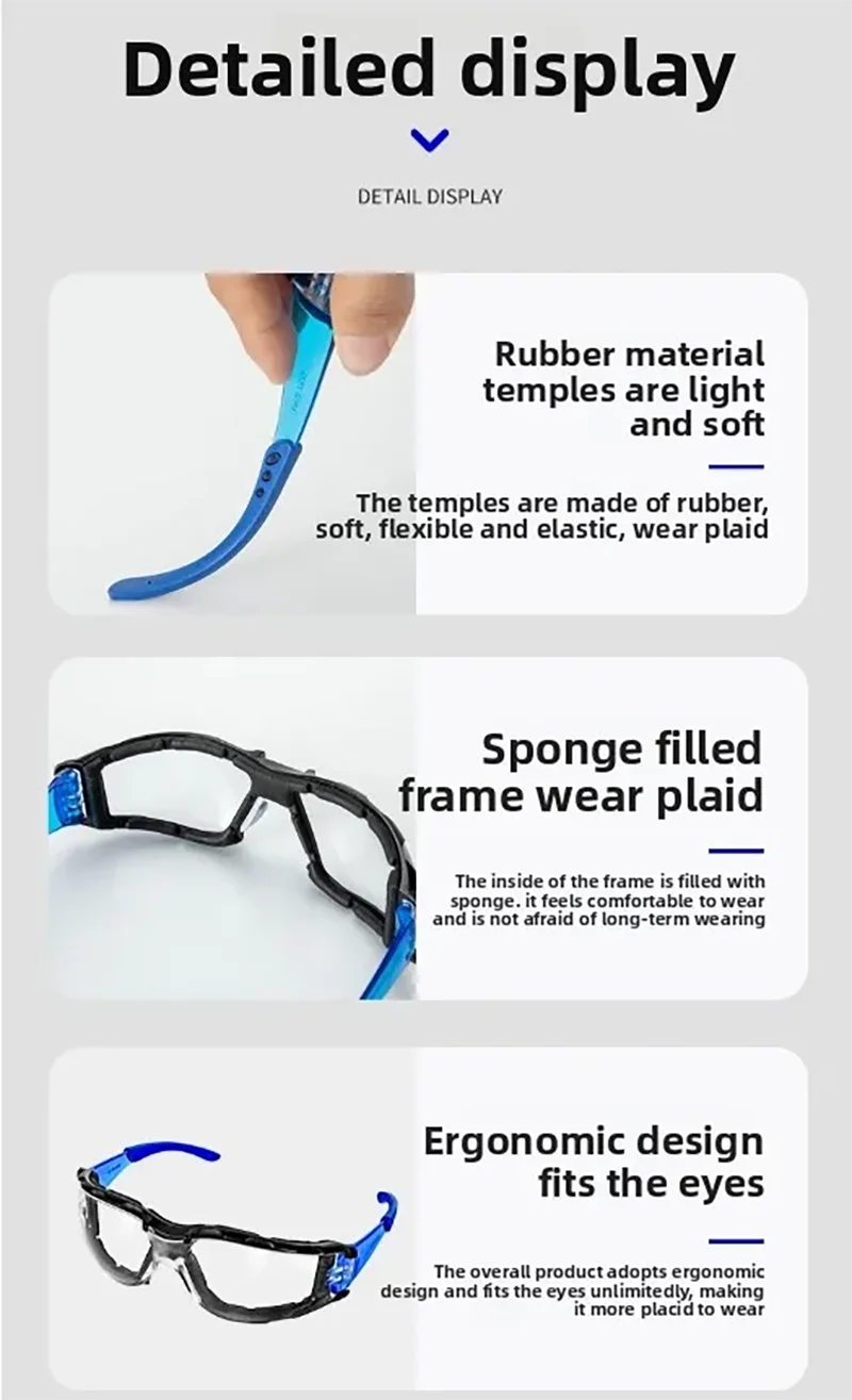 Safety Goggles Glasses Sport Eye Protection Soft Foam Gasket Goggles for Shooting Woodworking Lab Industry Outdoor Sports