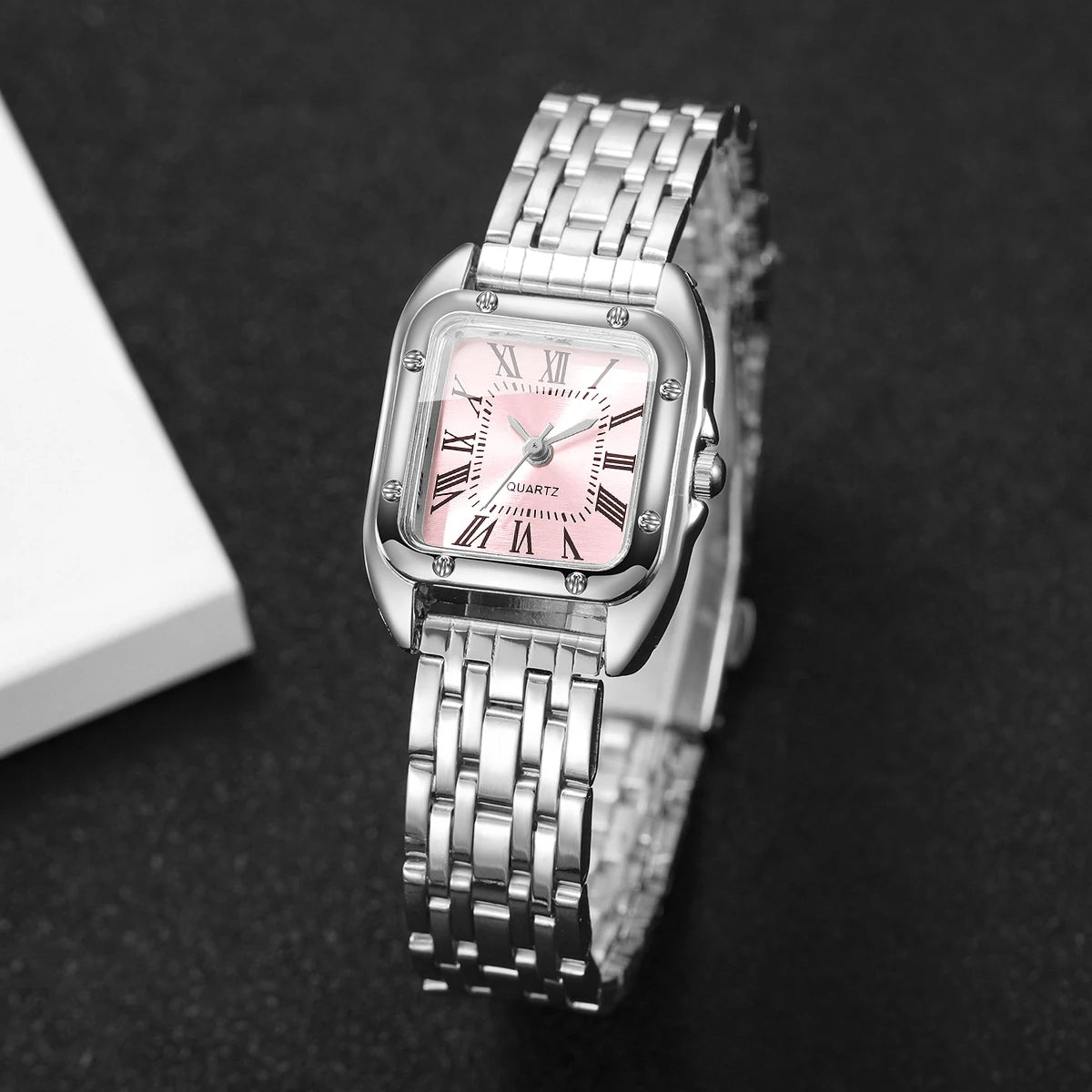 Luxury Square Women Quartz Watch Fashion Roma Dial Ladies Wristwatch Reloj Mujer Girls Clock Gift (Without Box)