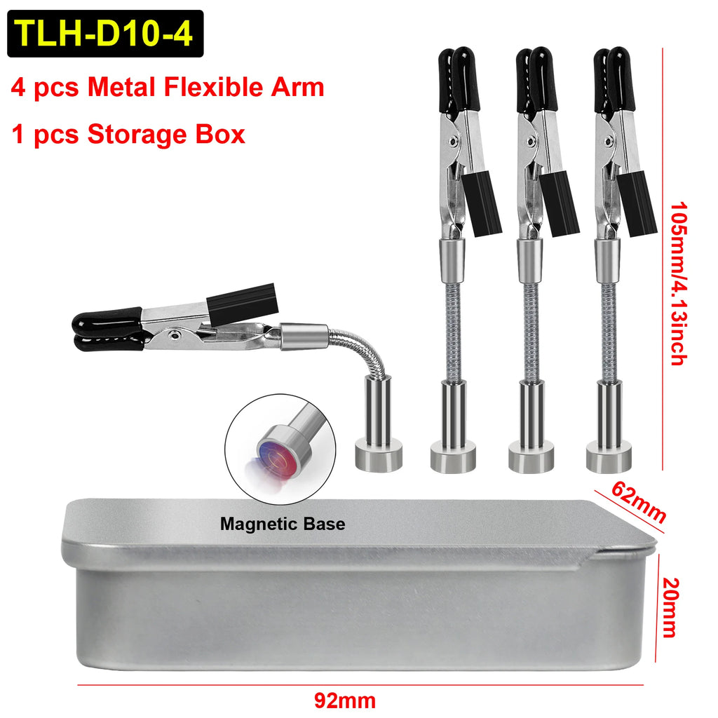 Toolour Magnetic Helping Hands Soldering Tool 2/4 Universal Metal Flexible Arms with Tool Box for Soldering, Electronics Repair