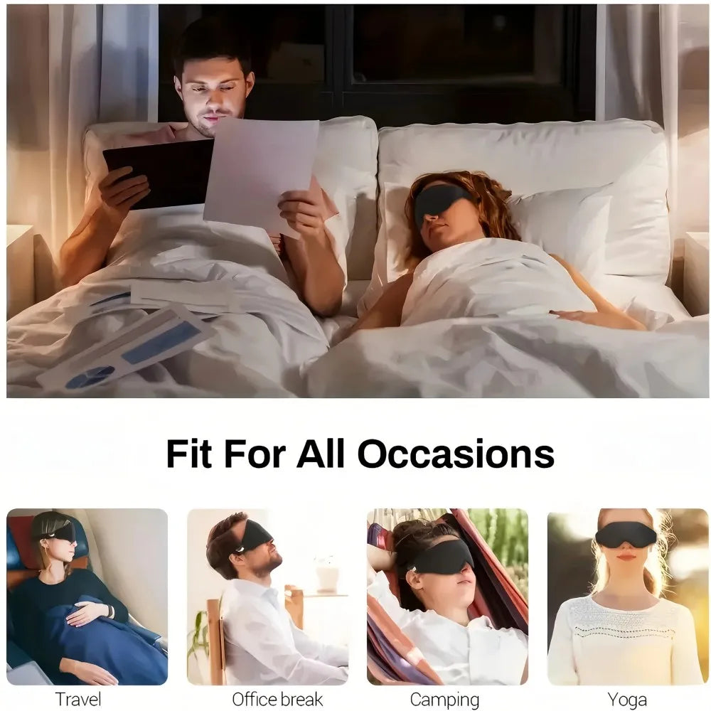 3D Eye Mask, Comfortable & Breathable Sleep Mask with Nose Pad, Adjustable Size Eye Cover for Sleeping, Travel & Nap, Blackout