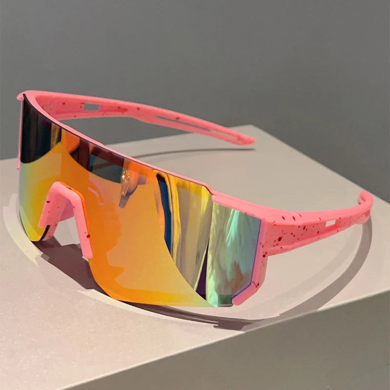 KAMMPT Oversized Goggle Men Fashion Mirror Sports Protective Sunglasses Women New Trendy Anti-UV Outdoor Cycling Sun Glasses