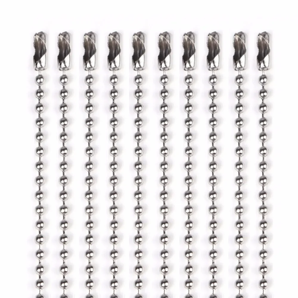 10pcs/lot 2.4mm Stainless Steel Ball Chain Men Necklace Bracelet Keychain Trinket Dog Tag Jewelry Accessories 15cm-75cm