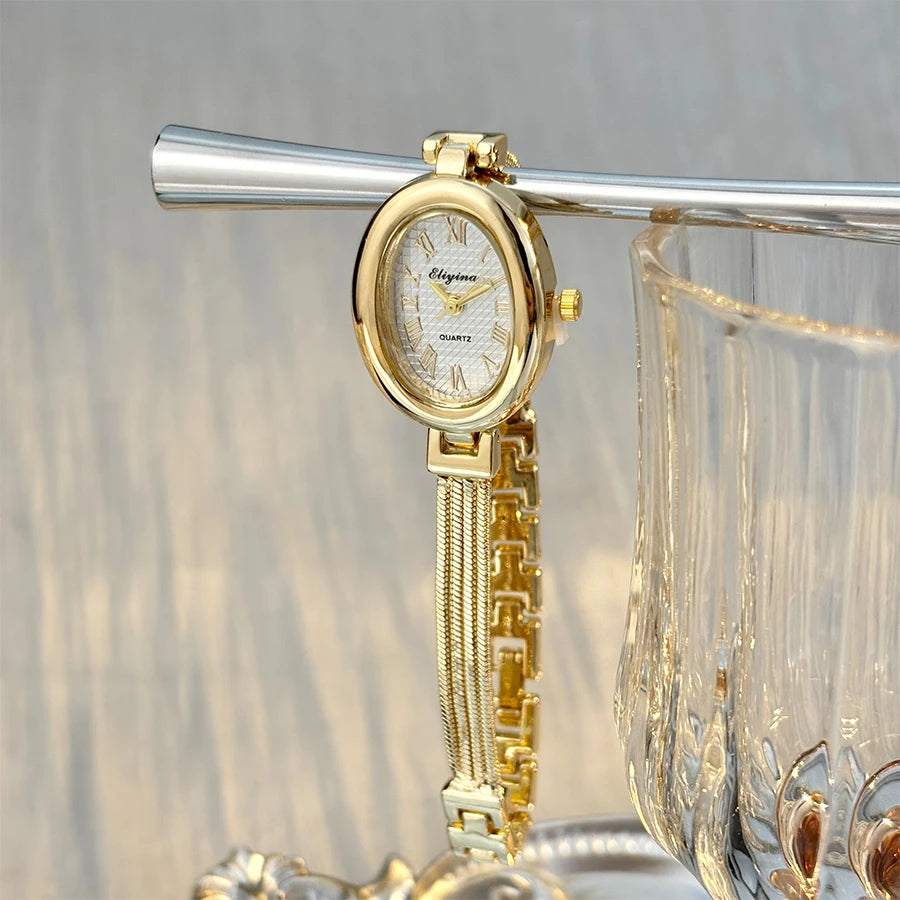 New Fashion Tassel Oval Bath Tub Ladies Bracelet Watch Simple Elegant Wristwatch Live Broadcast Bestseller