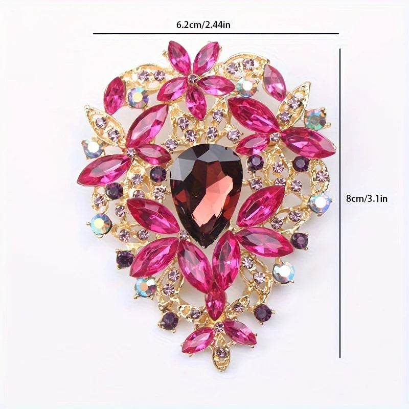 Creative Crown Brooch High-end Alloy Women's Corsage Women's Colorful Rhinestone and Water Drop Jewelry