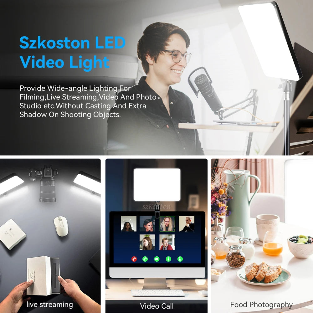 LED Photography Video Light Panel Lighting Photo Studio Lamp Kit with 8/12 Inch Adjustable Brightness,for YouTube Live Streaming