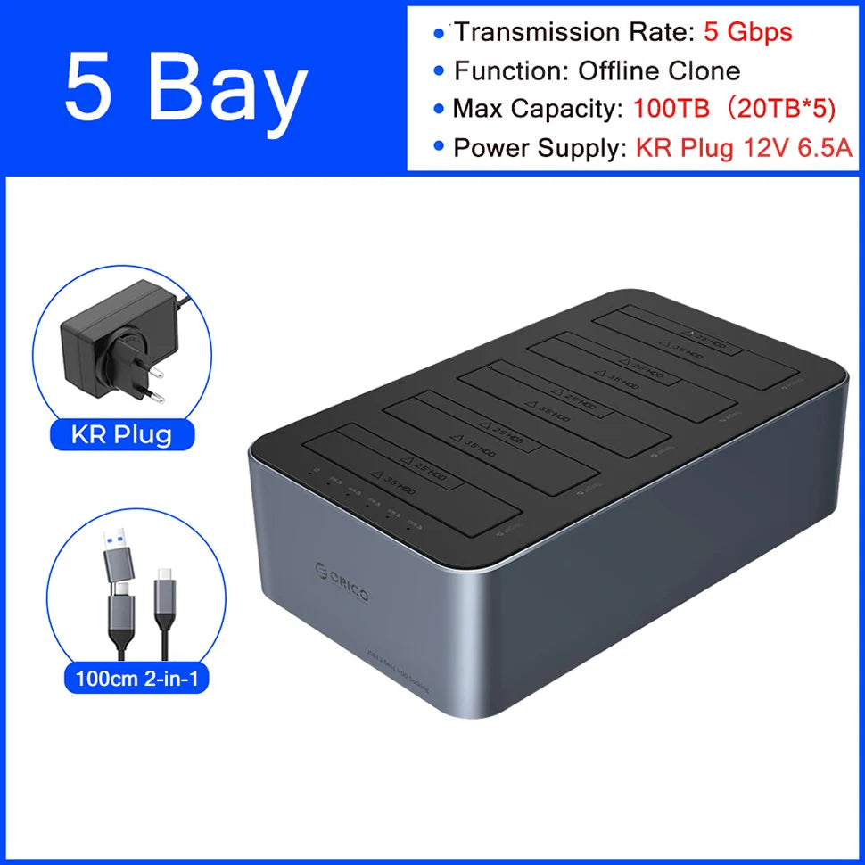 ORICO Hard Drive Docking Station Offline Clone SATA HDD Enclosure for 2.5/3.5 inch SATA SSD/HDD Dock USB C 3.2 Gen 1 Duplicator
