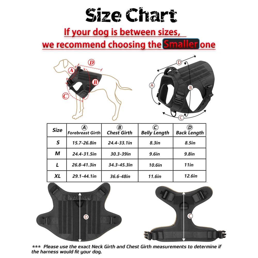 Tactical Dog Harness Collar Leash Molle Pouches For Medium Large Dogs Pet German Shepherd Training Walking Vest Dog Harnesses