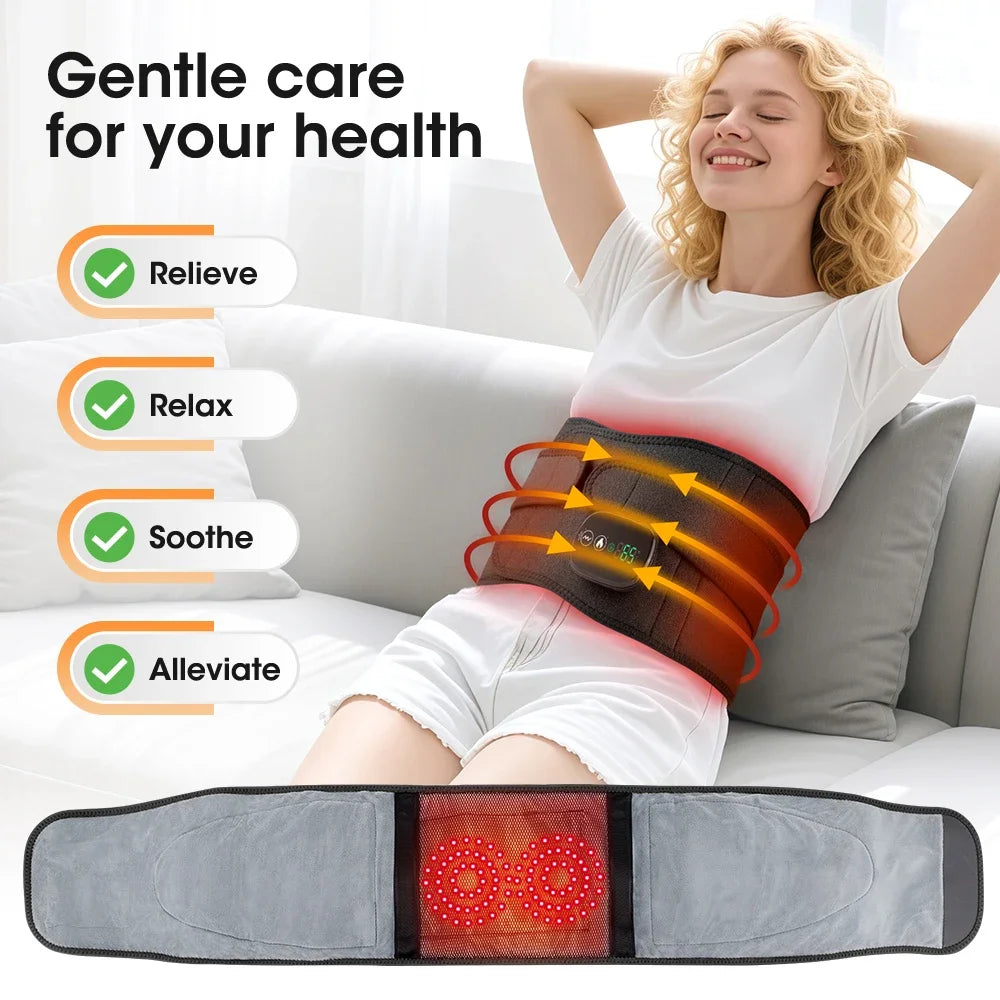 Electric Waist Massager Belt with Controller 5000mAh Vibration Red Light Warm Compress Heating Lumbar Support Belt for Women Men