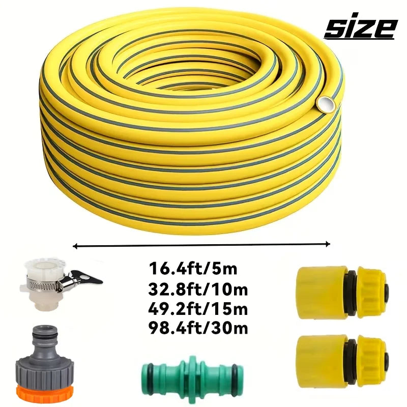 5/10/20m Heavy-Duty Rubber Garden Hose - Scratch & Wear Resistant, Leak-Proof, All-Season for Home, Balcony & Car Washing