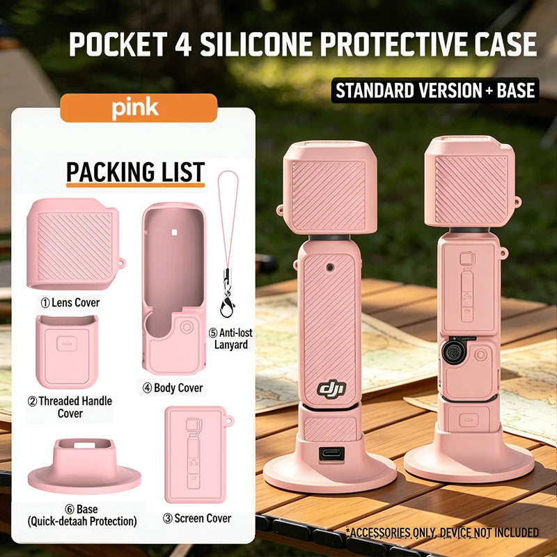 New Silicone Protective Case Set for DJI Pocket 4 Scratch-resistant Shock-resistant Protective Case for Camera Shell Accessories