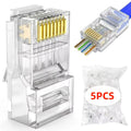 100pcs RJ45 Connector CAT6 Pass Through Connectors Crystal End Gold-Plated 8P8C Crimp UTP Standard Ethernet Network Modular Plug
