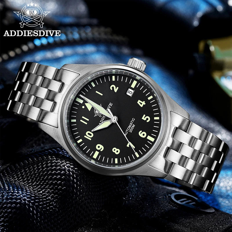 ADDIESDIVE Watches For Men Luxury Business Leisure Automatic Mechanical Men's Watch Fluorescent Waterproof 8215 316L Stainless