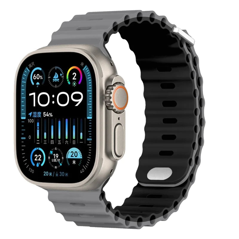 Ocean Strap For Apple Watch Ultra 3/2 Band 49mm 11 10 9 8 7 46mm 45mm 41mm Silicone Bracelet Belt iWatch 6 5 4 SE 44mm 42mm band