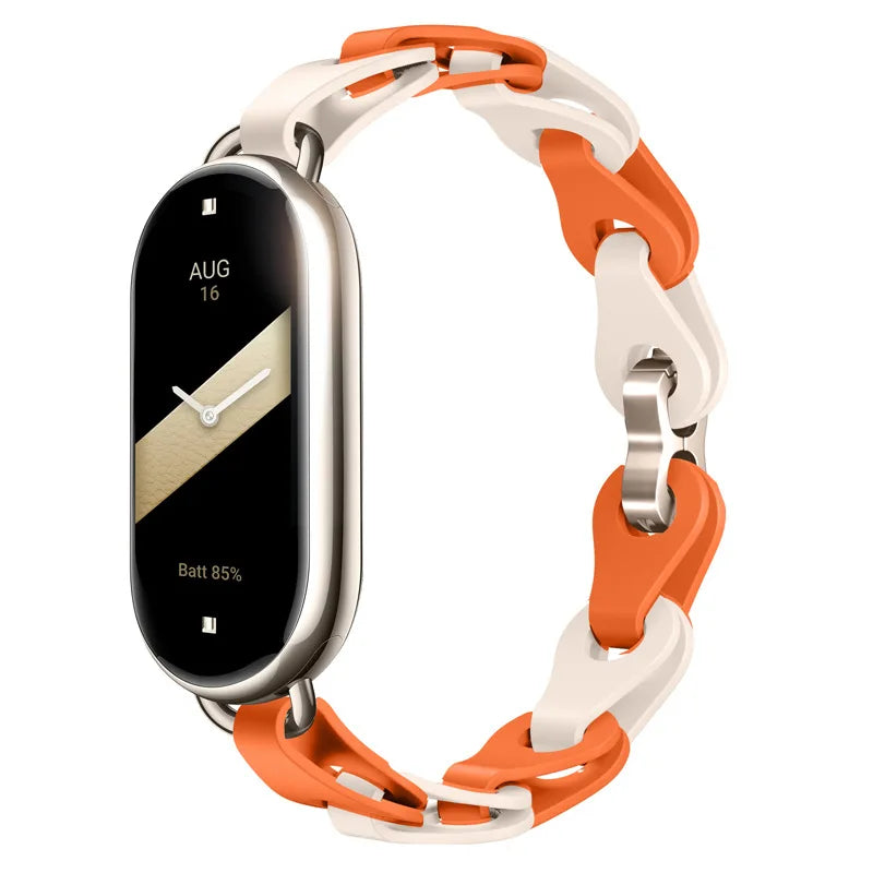 Rubber Strap for Xiaomi Mi Band 9 Stainless Steel Buckle Bracelet for Miband 8 NFC Fashion Lady Style Replacement Silicone Band